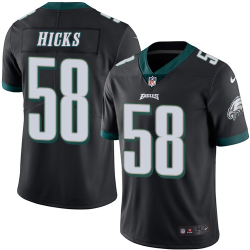 Men's Limited Jordan Hicks Nike Jersey Black - #58 Rush NFL Philadelphia Eagles